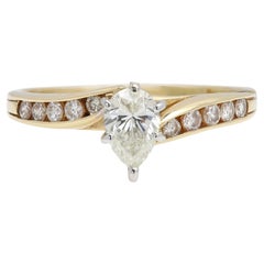 14 Karat Diamond Ring Pear shape Natural Diamond Vintage diamond engagement ring