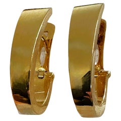 14k Yellow Gold Polished J Hoop French Clip Earrings - Hallmarked by Designer WD
