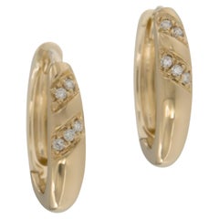 18 Karat Yellow Gold Diamond Huggy Hoop Earrings