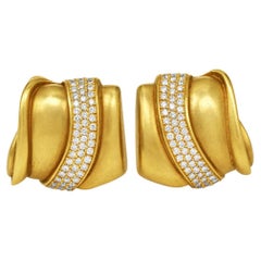 1990s Kieselstein Cord Diamond 18K Gold Clip-On Earrings