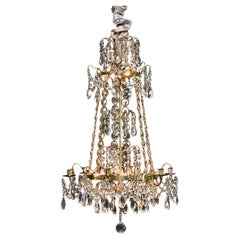 20th century Gustavian style gilt brass and crystal chandelier 'Hagamodel'