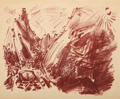 Le soleil passe au dessus de la fontaine, Surrealist Lithograph by André Masson