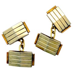 Antique Art Deco Cufflinks Gold Fix Gilt Two Tone
