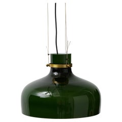 Antique Green Glass Ceiling Lamp, Early 20th Century, France