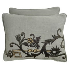 Pair of Linen Embroidered Pillows