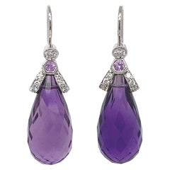 Dilys' 18.68ct Amethyst Drop Summer Earrings in 18K Gold
