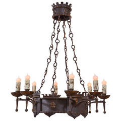 Large 19th c. Fer Forgé Chandelier