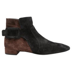 Black & Brown Roger Vivier Suede Ankle Boots Size 40