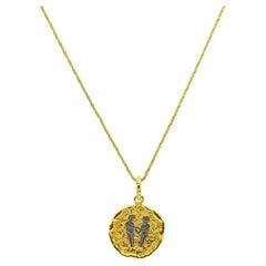 Chaumet Gemini Zodiac Pendant White Yellow Gold Necklace