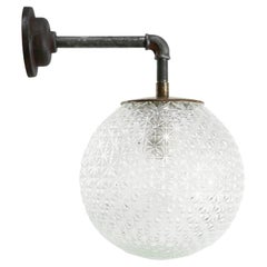 Clear Glass Vintage Industrial Brass Cast Iron Sconce Wall Light