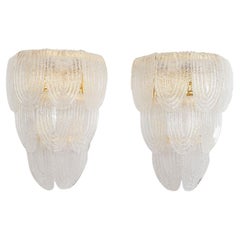 Clear Murano Glass Large Sconces - a pair