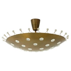 Emil Stejnar Mid-Century Modern Brass Bowl Flush Mount Lamp, Austria 1950s