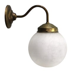 French White Marble Opaline Glass Brass Sconces Wall Lamps