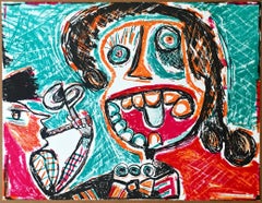 Untitled Figure signed numbered mixed media print from scarce European portfolio