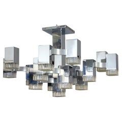 Iconic Cubic Gaetano Sciolari Chandelier, Italy, 1970