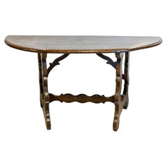 Italian 18th Century  Walnut Baroque Fratino Console Table with Lyre Shaped Base