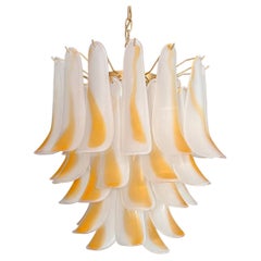 Italian vintage Murano chandelier - 41 acid-etched amber glass petals