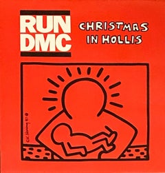 Rare Original Keith Haring Vinyl Record Art (Keith Haring Christmas)