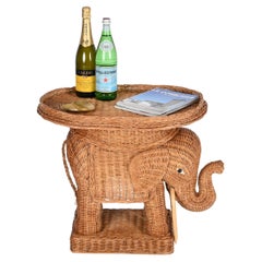 Tavolino Elefante in rattan e vimini di Vivai del Sud, Italia anni '70