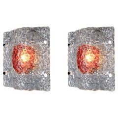 Mid-Century Modern Sconces in Murano Glass by Mazzega Made in Italy 1970s
