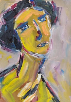 Modern Abstract Expressionist woman's portrait acrylic on paper " True self"