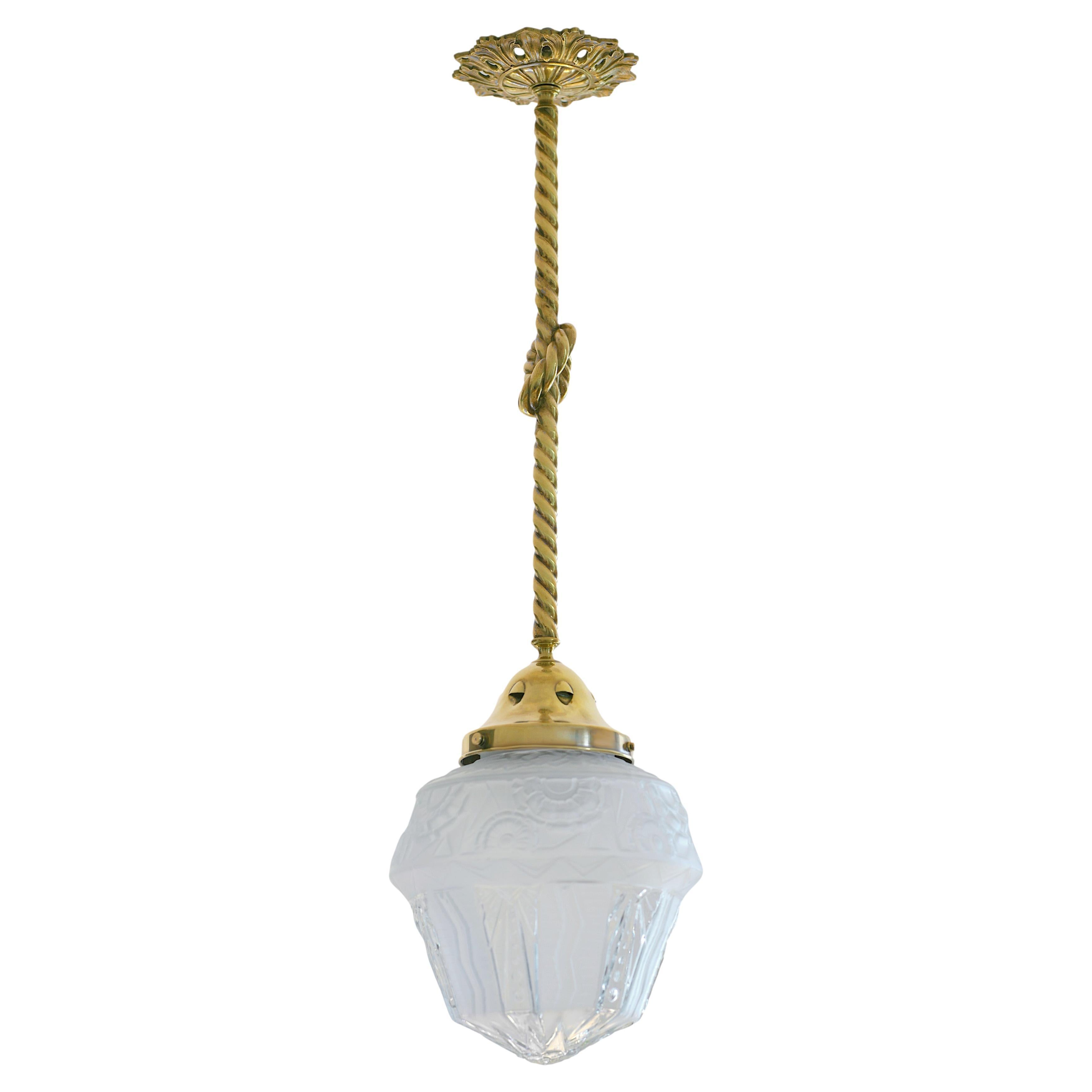 Muller Freres French Art Deco Pendant Chandelier, 1920
