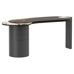 Organic Modern Armona Desk, Patagonia Granite, Walnut Handmade Greenapple