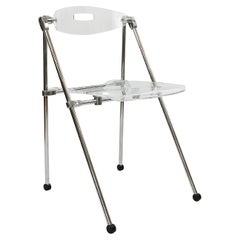 Post-Modern Lucite & Chrome Folding Chair, Piretti Castelli Style, Italy, 1980s