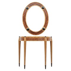 Post Modern Style Demilune Console And Mirror After Michael Graves