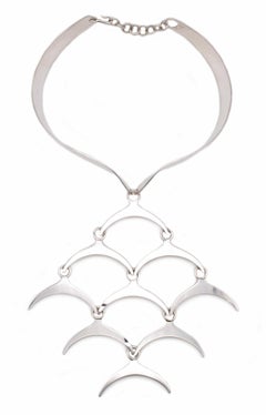 Puig Doria 1970 Spain Barcelona Modernist Kinetic Necklace In .925 Sterling