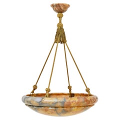 Scandinavian large art deco alabaster pendant light