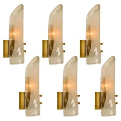 Several Large Brass and Hand Blown Glass Wall Lights by J.T. Kalmar, 1960s