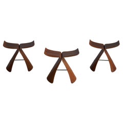 Sori Yanagi, "Butterfly" Stools, Walnut, Brass, Japan, 1954