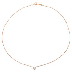 Tiffany and Co Vintage 18K Yellow Gold Diamond Halo Pendant Necklace 0.15 Carats