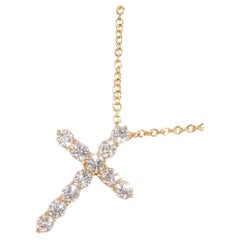 TIFFANY & Co. 18K Rose Gold .42ct Diamond Cross Pendant Necklace