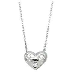 TIFFANY & Co. Etoile Platinum 3 Diamond Heart Pendant Necklace