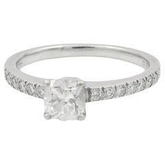 TIFFANY & Co. Platinum Cushion Cut .55ct Diamond Engagement Ring 5.5