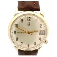 Vintage 14k Yellow Gold Bulova Accutron 34mm Date Quartz Wrist Watch Ref. M9