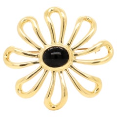 Vintage Tiffany & Co. Paloma Picasso 18K Gold & Onyx Daisy or Flower Brooch