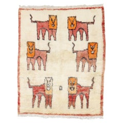 Zabihi Collection Vintage Moroccan Square Hallucinating Lions Rug